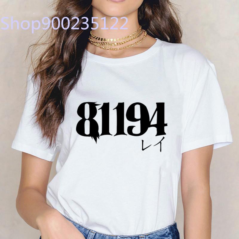 

The Promised Neverland Number T-Shirt Women Printed Japanese Anime Tee Tops Fashion Casual Women Clothes Summer T-Shirts Female S білий