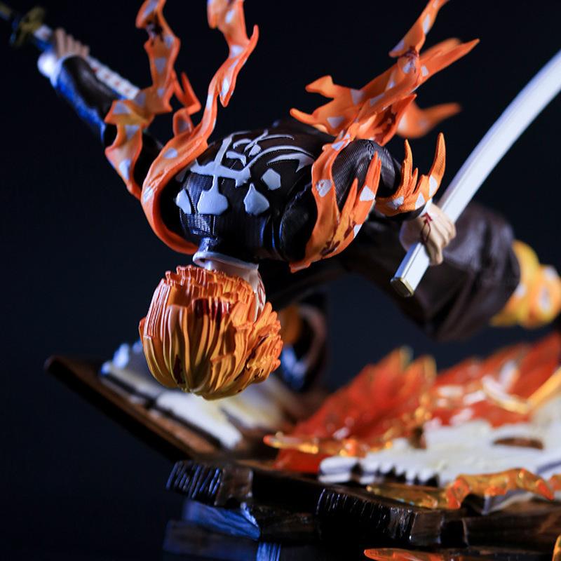 Demon Slayer Zenitsu Agatsuma Thunder God Action Figure 28CM Light Up Flame Effect  Collectible Anime Model For Fans