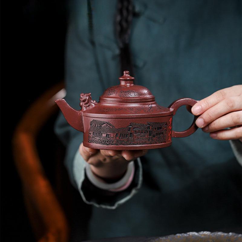 

410ml Handmade Yixing Purple Clay Teapots Handmade Phoenix Pot Raw Ore Purple Mud Kettle With Filter Zisha Tea Set Supplies Gift