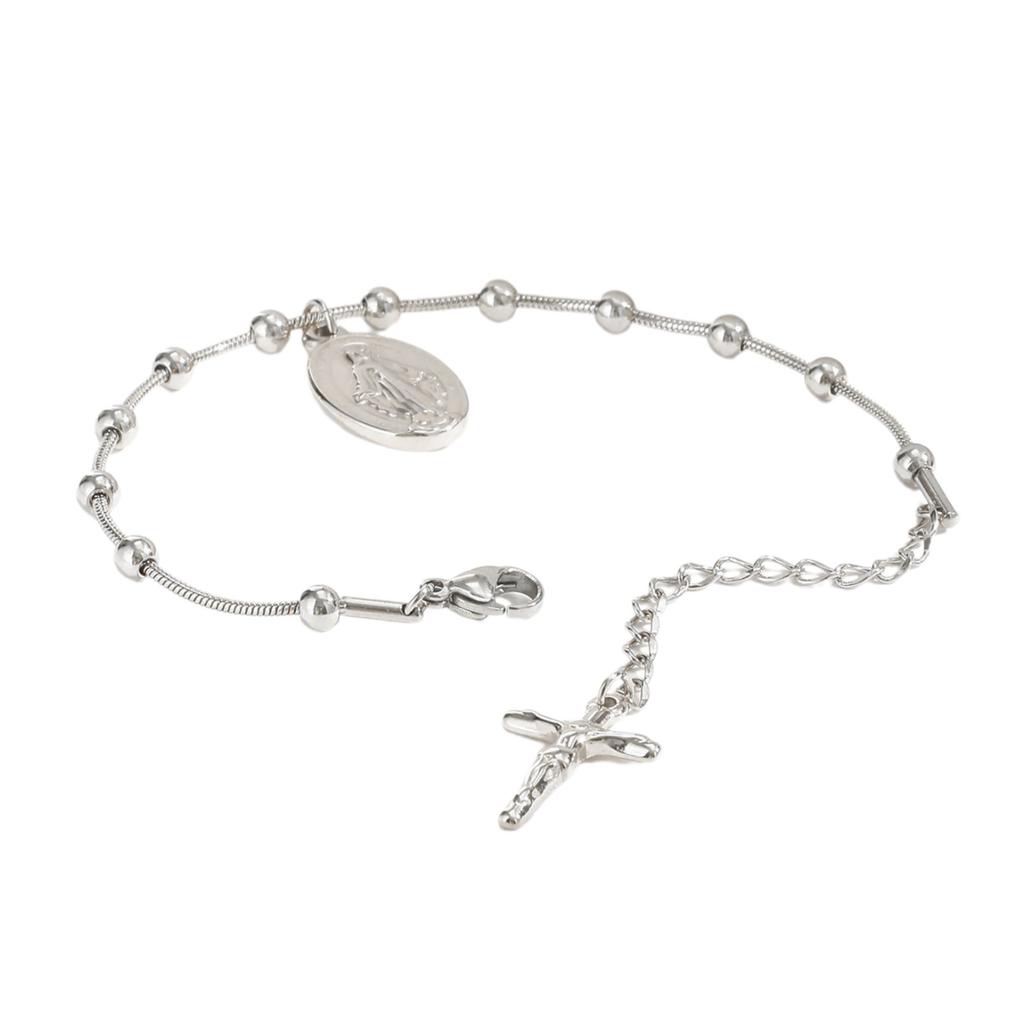 Rosary Cross Beaded Bracelet Snake Chain Bracelet Vintage Minimalist Charm Bracelet Suitable for Fashion Women Present