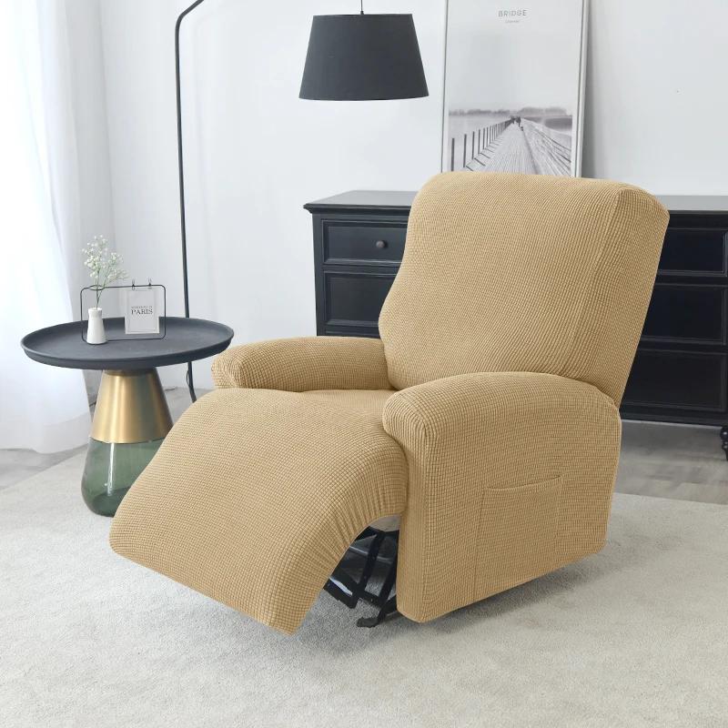 Solid Color Recliner Chair Cover Polar Fleece Non-Slip Single Sofa Covers for Living Room Lazy Boy Relax Armchair Slipcover