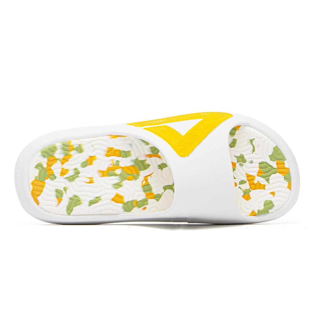 Peak Classic Sports Big Triangle EVA Shock Absorbing Quick Dry Odor Resistant Slide Sandals Men Footwear White Bright-Yellow EZYBQD1E0785BU