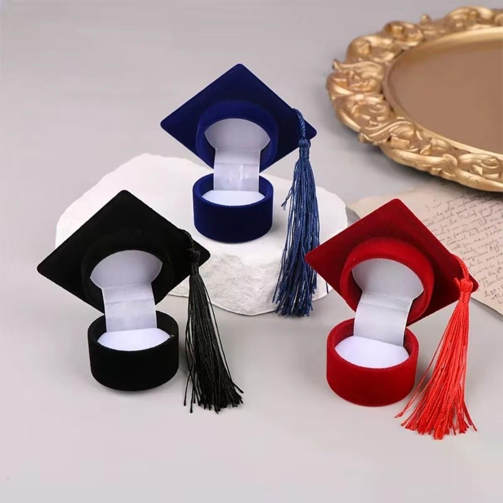 Creative Doctoral Hat Ring Box Doctoral Hat Shape Earrings Packaging Box Student Graduation Season