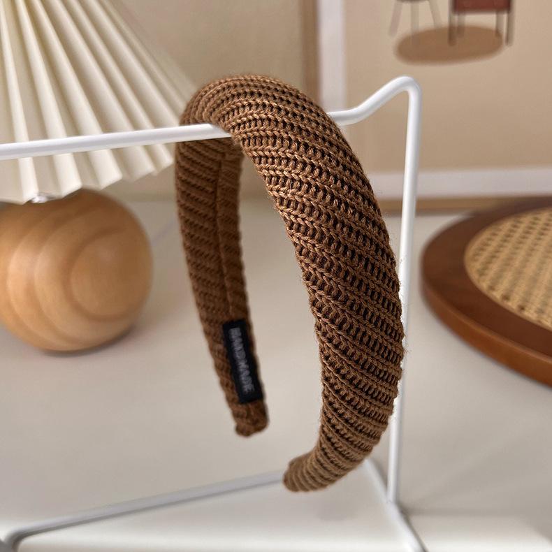 Autumn/Winter Fashion Brown Color Headbands Sponge Wide Crystal Hair Bands for Woman Temperament Hair Hoop Hair Accessories