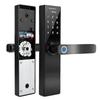 Electronic Smart Fingerprint Password Card Double Tongue Door Lock Touch Screen with Key(Black)