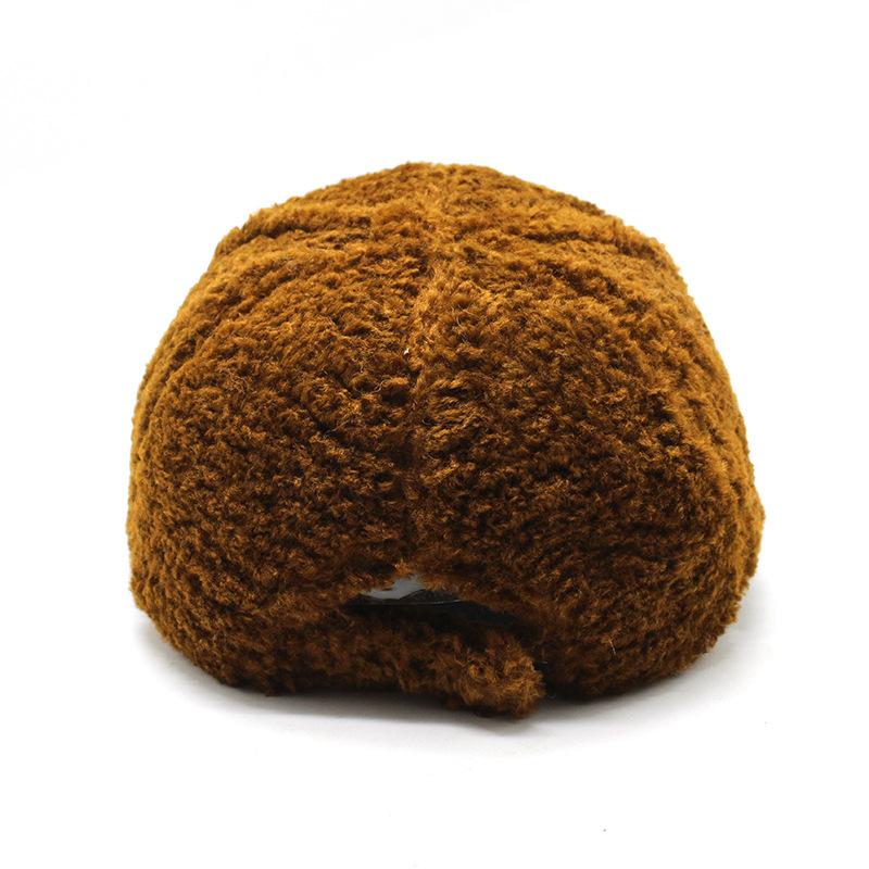 Hat Female Warm Lamb Fur Baseball Cap Cute Plush Solid Color Versatile Student Cap