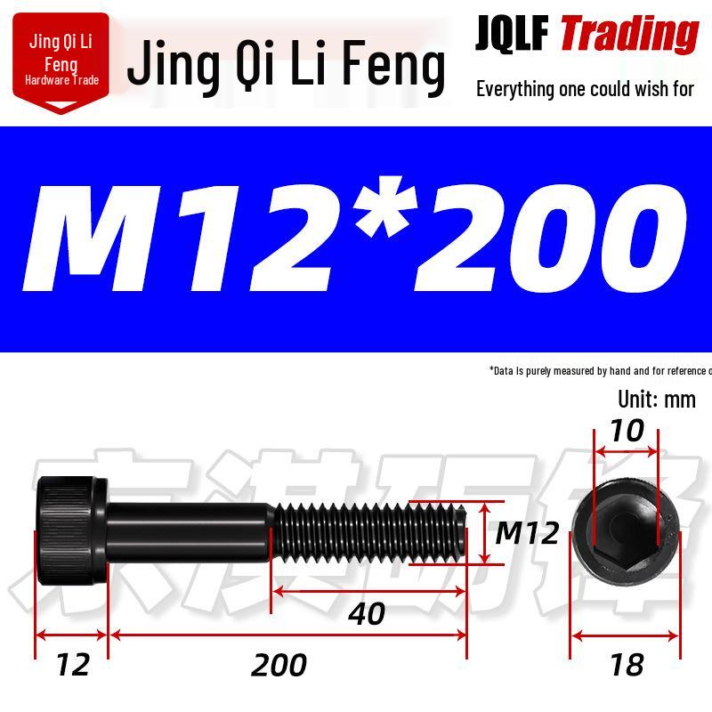 Hex Socket Head Cap Screw, Half Thread, M12-M18, High-Strength, Blackened Cylindrical Head, Knurled Bolt