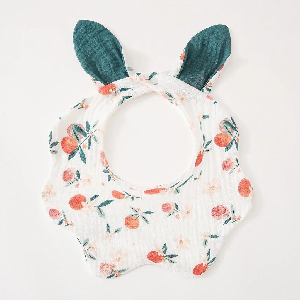 Baby Cotton Bib Cartoon Rabbit Ears Feeding Towel Water Absorbent Saliva Towel Newborns Burp Cloth for Boy Girls Accessories