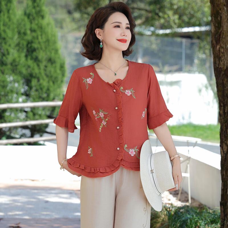 Women's Floral Short-Sleeve Blouse & Pants Set