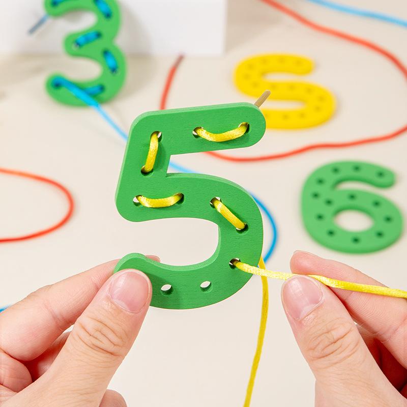 Numerical Letter Block Bead Childrens Rope Wearing Game Fine Motor Training Montessori Early Education Puzzle Toy