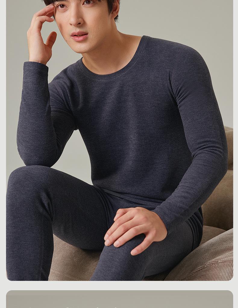 Set di Biancheria Intima Calda Foderata in Pile per Coppia: Calzamaglia Extra Spessa e Maglie a Manica Lunga in Cotone e Lana per Autunno e Inverno.