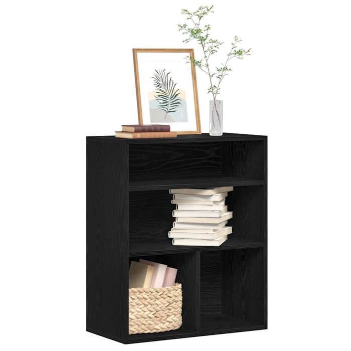 VidaXL Bibliothèque noir 60x30x71,5 cm bois d'ingénierie, armoire de rangement, étagère de rangement, unité de rayonnage, 860311
