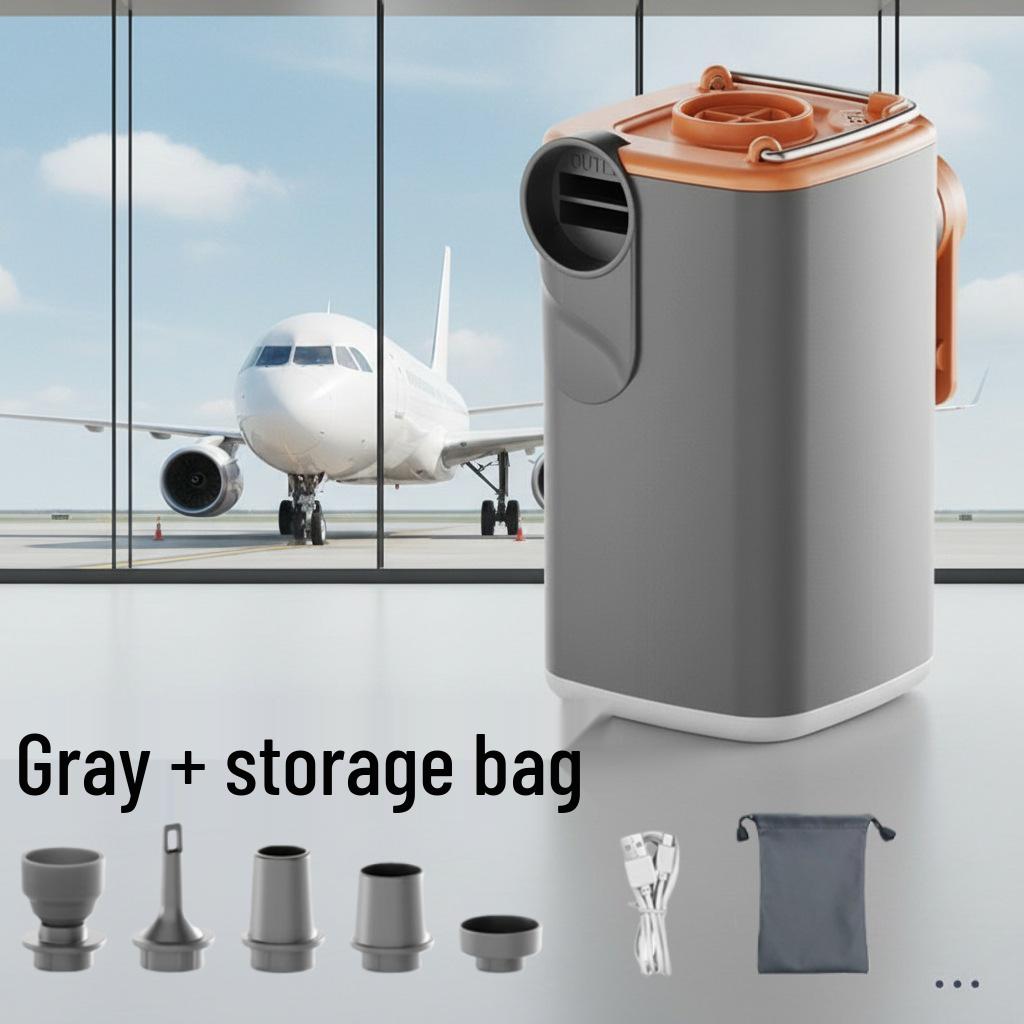 Electric Multi-functional Air Pump: Inflatable & Vacuum with Camping Light for Beds, Compression Bags & Swim Rings.