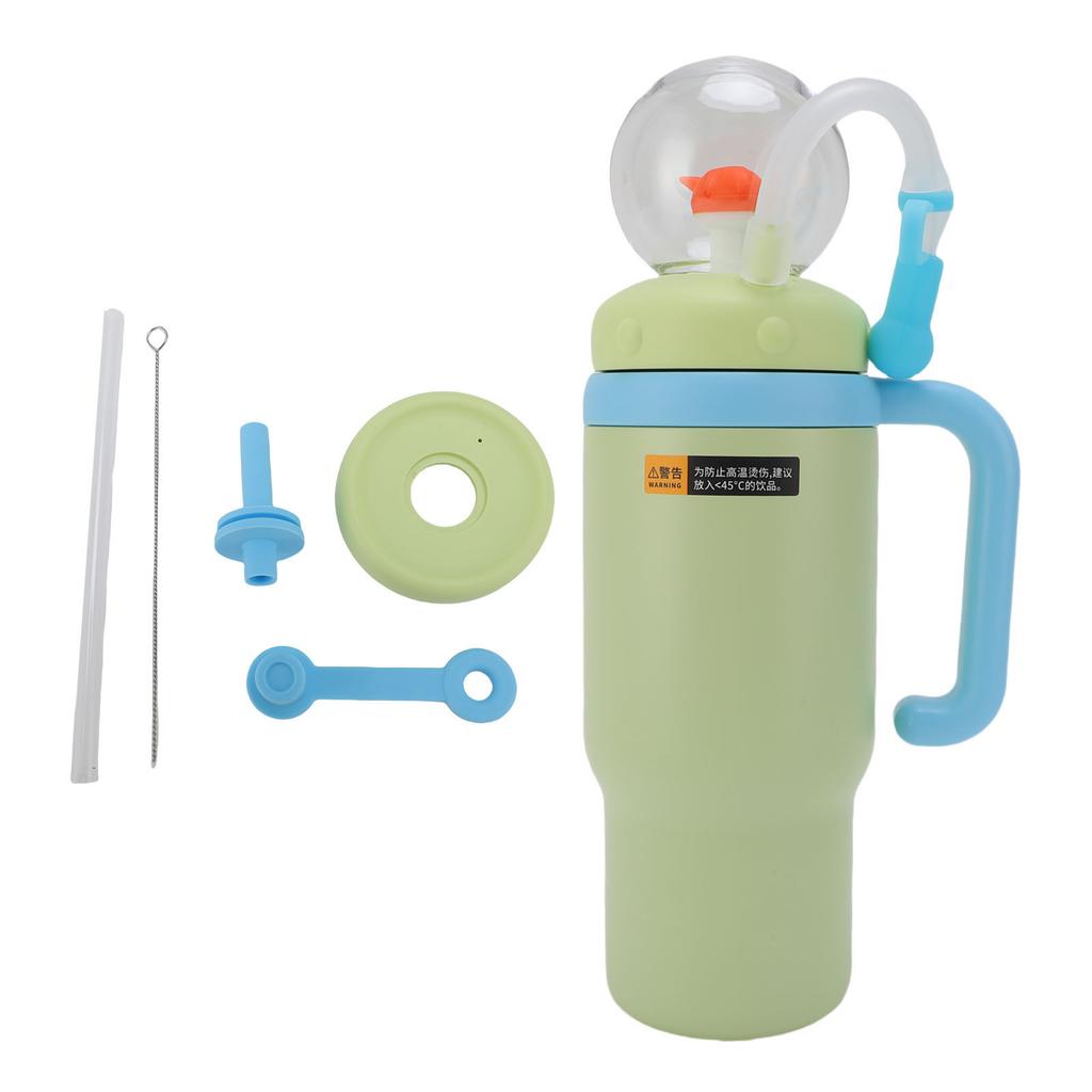 Isolierte Wasserflasche Walbrunnen Auslaufsicher Edelstahl 710ML Wasserflasche Silikonstrohhalm mit Griff für die Schule