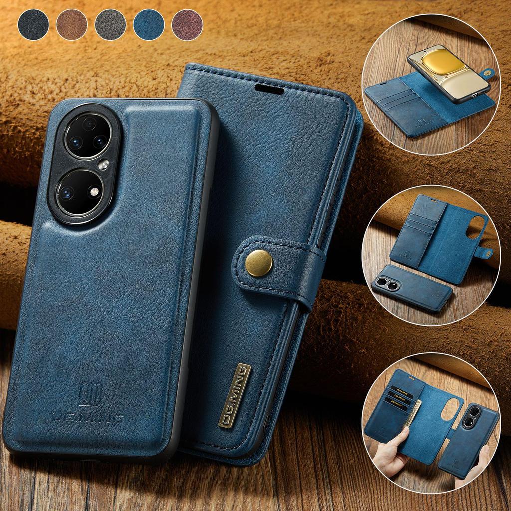 Huawei P50 Pro Magnetic Card Holder Cowhide-Feel Protective Case
