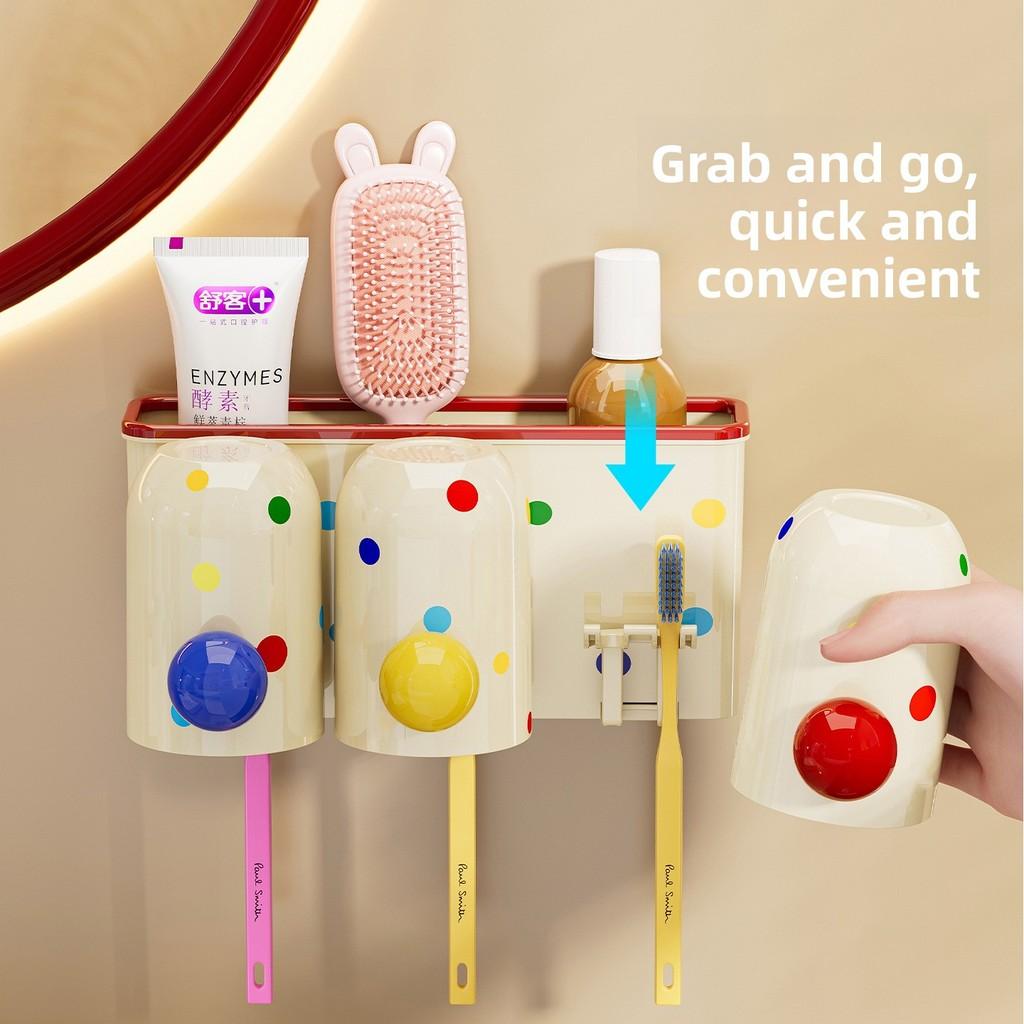 Magnetic Toothbrush Holder With Cups For Bathroom Wall Storage