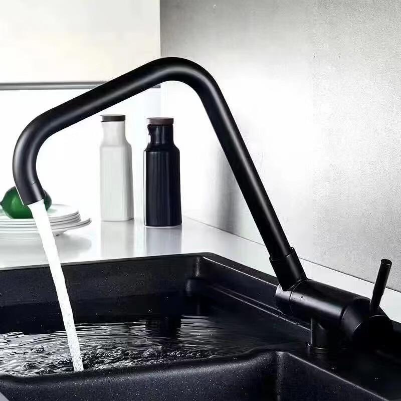 TLXT Wall-Mounted Stainless Steel Foldable Kitchen Faucet