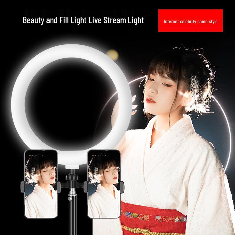 Dual-angle Mobile Phone Tripod with Fill Light for Live Streaming and Recording