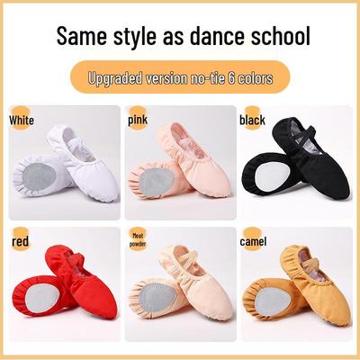 Girls' Soft Sole Ballet Practice Shoes - No Tie, Canvas, Flesh Color for Professional Use