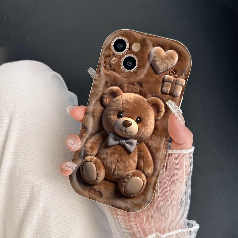 Cartoon Brown Bear Full Coverage Design Anti Drop Phone Case For iPhone 17 Pro Max Air 16E 16 Plus 15 14 13 12 11 XS XR X Cover