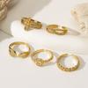 European and American Extremely Simple Style Gold Diamond Ring Geometric Niche Design Water Drop-shaped Opening Adjustable Titanium Steel Ring Female