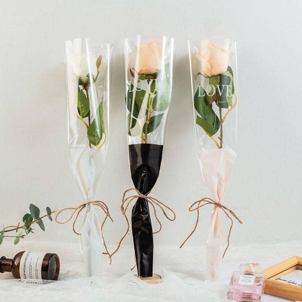 50Pcs Single Flower Flower Wrapping Bag Love Single Rose Sleeves New Bouquet Wrapper  Party Supplies
