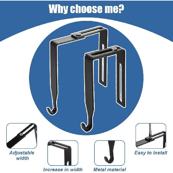 18 Pack Adjustable Cubicle Hooks Cubicle Hangers, Metal Black Universal Partition Hanger Door Mirror Hanger, Fit 1 3/8" to 3 1/2" Panels Cubicle