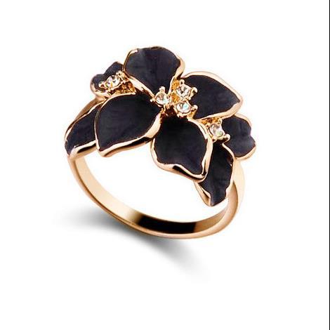 JMXD Минималистичное Цветочное Ожерелье Черная Гардения Кольцо Серьга-Клипса Женский Набор Украшений Цветочный Дизайн Кулона Элегантный Ботанический Набор Украшений