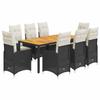VidaXL Garden Bistro Set 9 Pcs Cushions Black Poly Rattan 3276982
