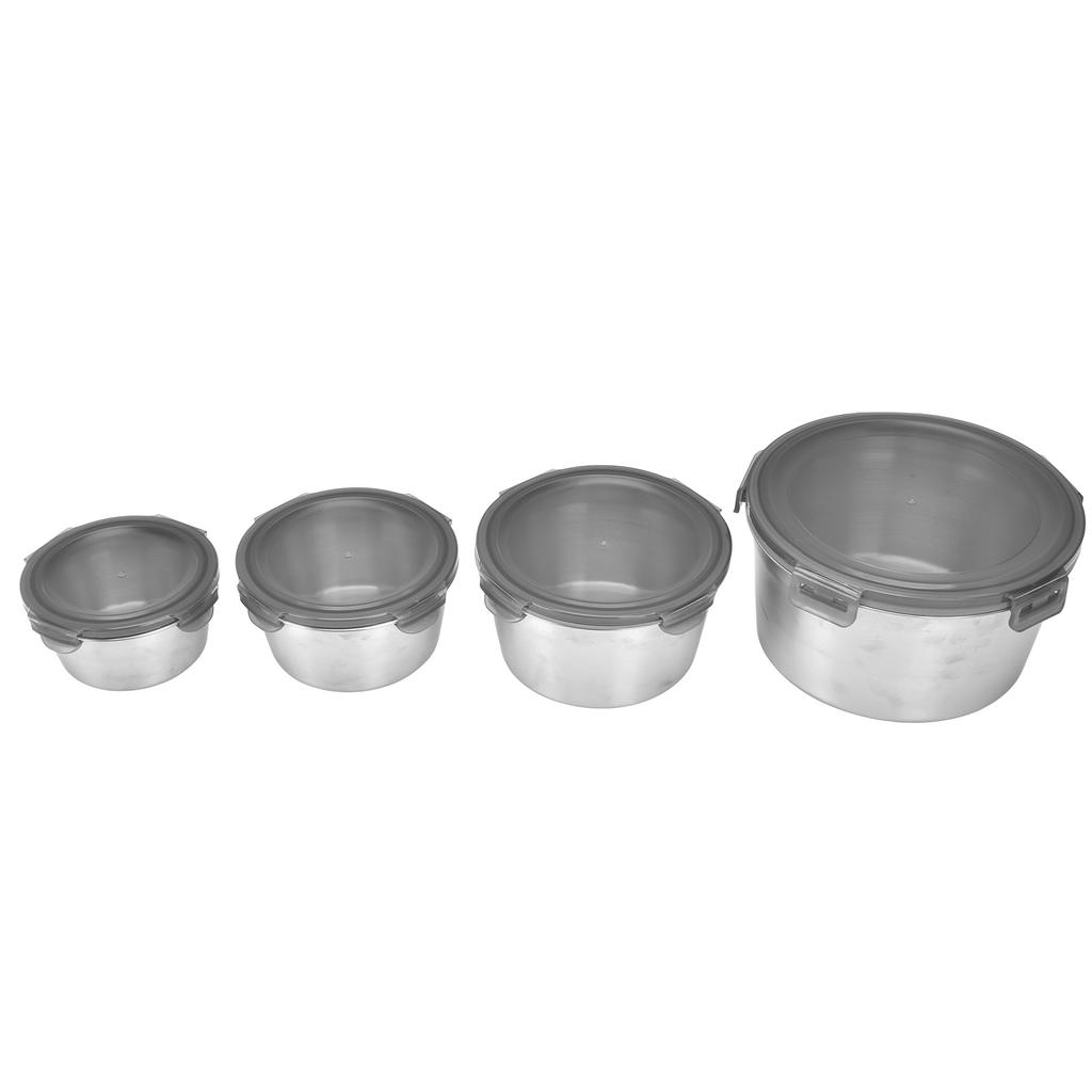 4 STÜCK Edelstahl Lebensmittelbehälter Lunch Aufbewahrung Frischhaltebox mit Silikondeckel Mehrere Größen