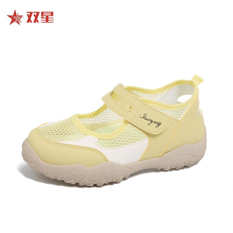 Womens Sandals 2025 Summer New Breathable Mesh Hollow Ballet Dance Shoes Thick Sole Inner Height Increase Soft Sole Casual Shoes