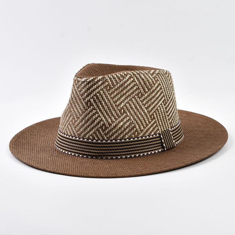 Sombrero de Paja de Verano para Hombre al Aire Libre Estilo Panamá Caballero Sombrero para el Sol de Vacaciones