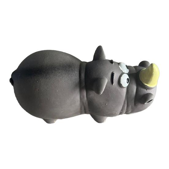 

Pet Toys Rhino Shape Toy with Sound Design Flexible Bite-Resistant Latex Dog Toy Teeth Cleaning Relieve Anxiety Chew Toy rhinoceros