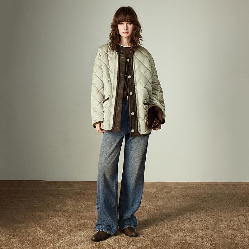 Chuyu Women's Retro Corduroy Quilted Padded Jacket