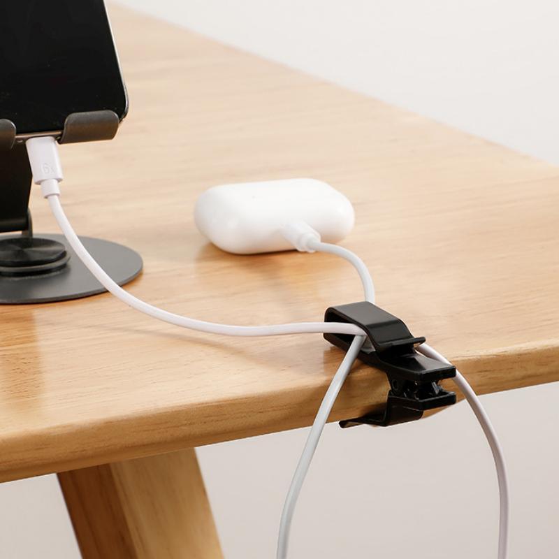 3Pcs Cable Management Clip Desk Edge Wire Holder No Drill Data Line Fixed Clamp For Desktop Home Car Cable Organizer