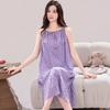 Gentle Wind Gradual Change Tie-dye Cotton and Silk Suspender Nightdress Ruffle Edge Hem Loose Pajama Skirt Women Large Size Home Skirt