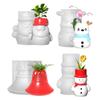 Christmas DIY Santa Claus Candle Holder Resin Craft Flower Pot Elk Bell Silicone Mold Snowman Epoxy