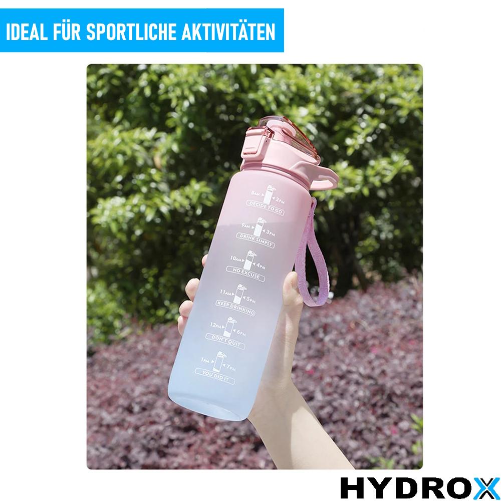 Botella de agua HYDROX con marca de tiempo Botella deportiva Botella de agua Deporte Yoga 1L