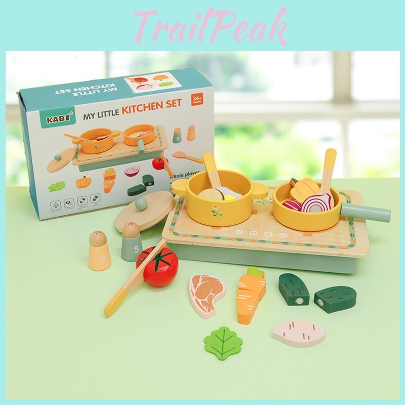 Fun Simulation Wooden Kitchen Vegetable And Fruit Cooking Children Toy Set