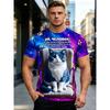 Summer Fashion Men's Fun Cat 3D Printed T-shirt Comfortable Soft Breathable Loose Large Casual Sports Versatile Short Sleeve T-shirt