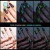 Blue-Green Luminous New Year Nail Stickers with White Lace and Butterfly Designs