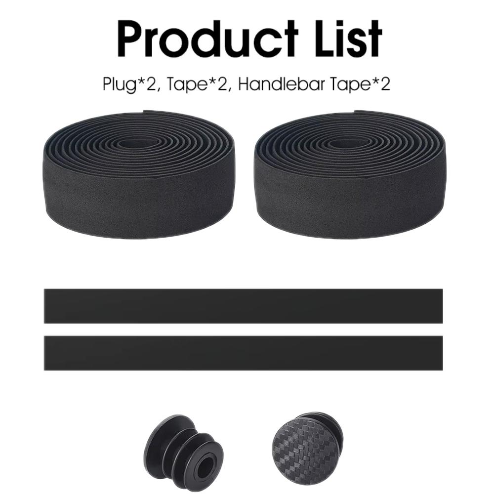 1Pair Bicycle Handlebar Tape Anti-Slip Damping Cycling Road Bike Handle Belt Wraps With Bar End Plugs Accessories for Road Bike