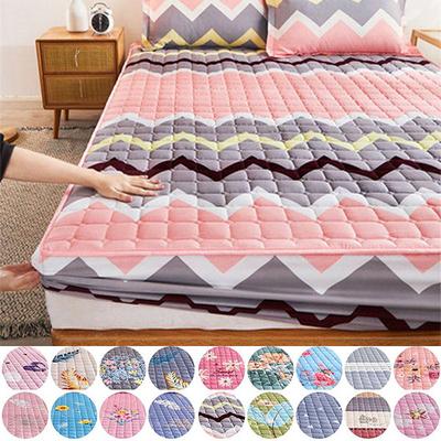 Cotton Soft Bedding Sheet Mattress Cover Thicken Quilted Bedspread Elastic Sheets Fitted Sheet Mattress Topper Non-slip Sheet Dust Cover