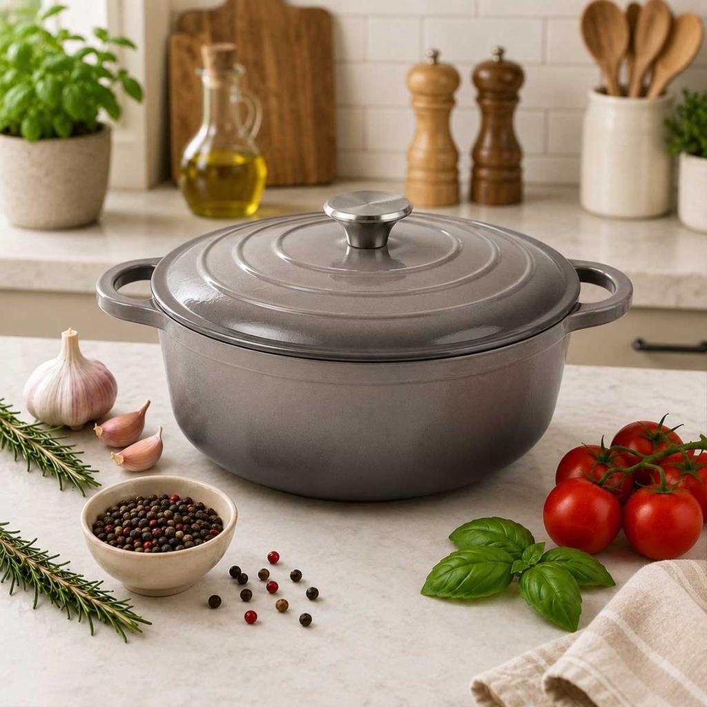 ENAMELED CAST IRON POT 24cm 4.2L GREY 7719