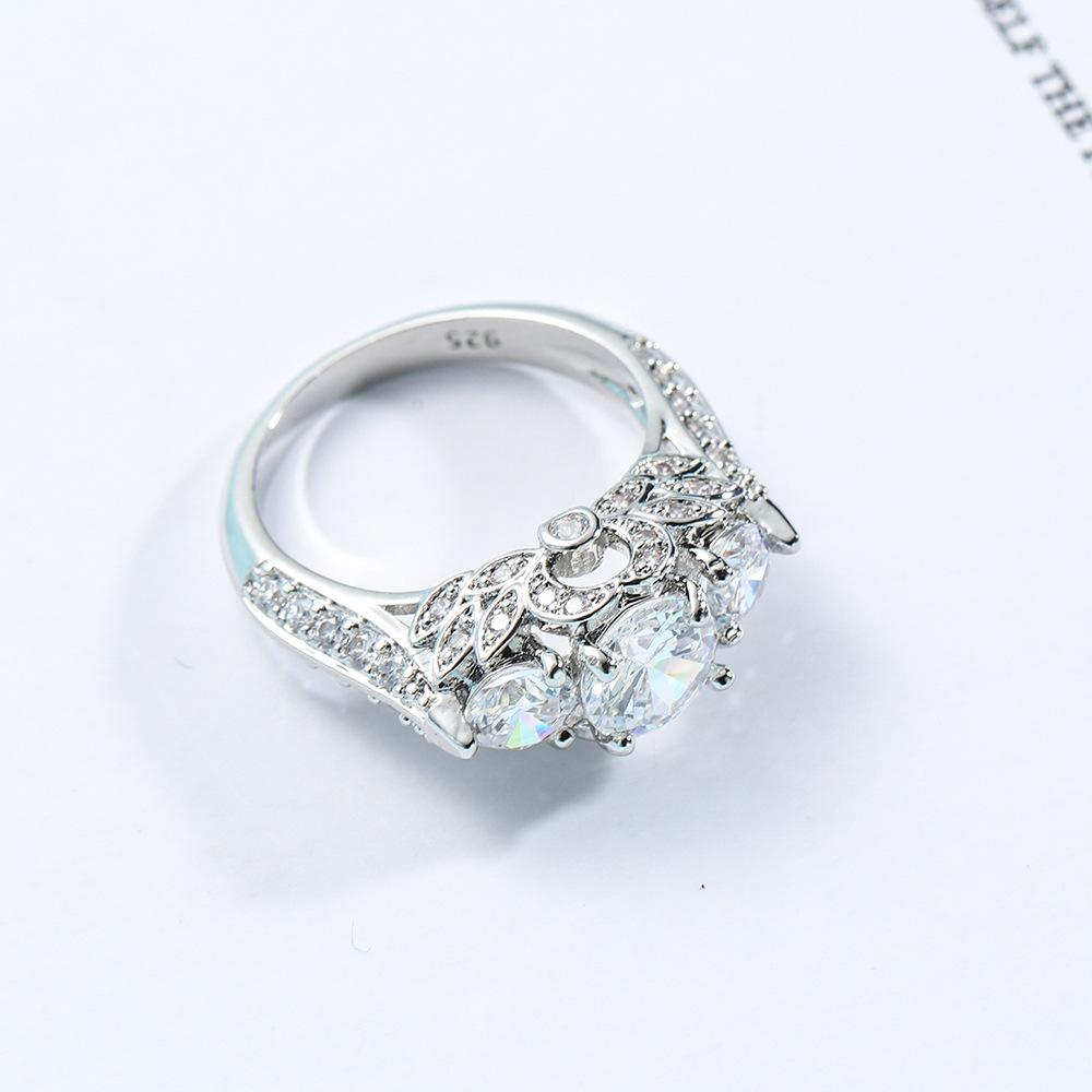 Luxury Female Girls White AAA Zircon Wedding Ring  Sterling Silver CZ Stone Ring Promise Love Engagement Rings For Women