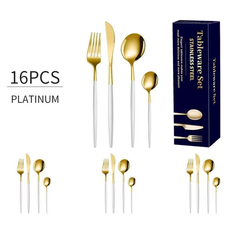 16Pcs Stainless Steel Cutlery Set Cutlery Set Mirror Polished Tableware Western Tableware, Suitable for Hotel Parties.