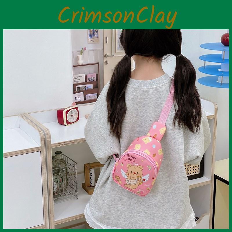 Printed Butterfly Bear Shoulder Crossbody Chest Bag Kids Cartoon Gifts Outdoor