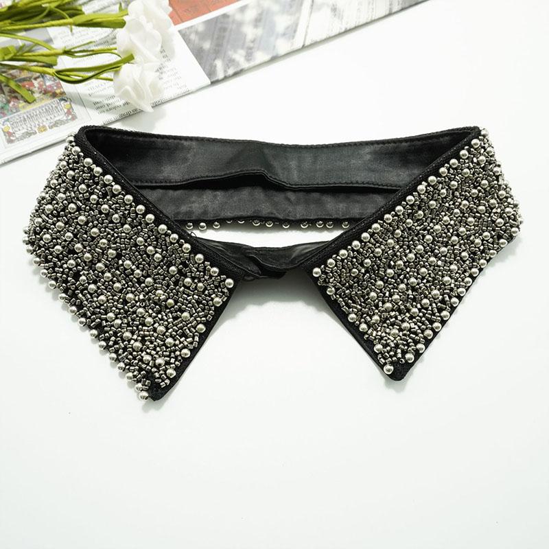 Retro Rhinestone False Collar Neckline Women Lapel Fake Collar Woman Embroidery Removable Detachable Tie Clothing Accessories