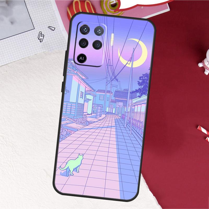 Pastel Japan Kyoto City Case For Oppo A18 A98 A38 A58 A78 A60 A80 A40 A96 A76 A16 A94 A74 A54 A15 A17 A57 A77 A5 Pro