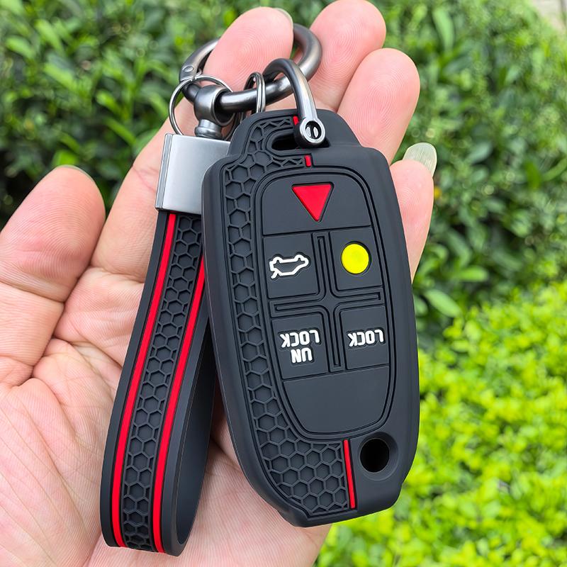 Keychain Key Ring Silicone Car Key Case Cover For Volvo S60 S80 XC70 XC90 V70 Remote Key Protection Shell